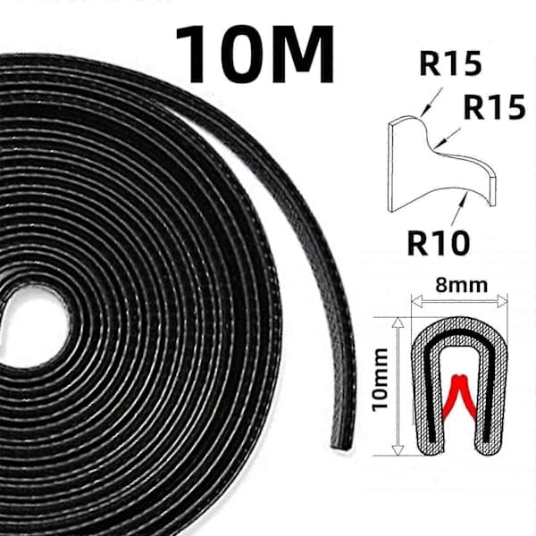 10m Edge Trim Edge Profile Black Keder Strip Clamp Profile Rubber