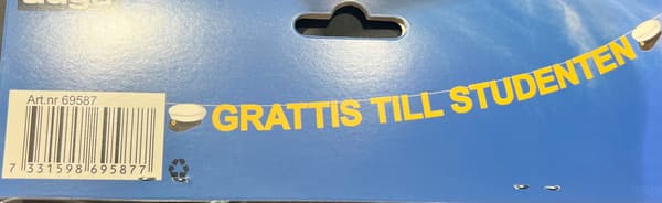 Vimpel Girlander Banner Student Gull 12 cm Guld gold