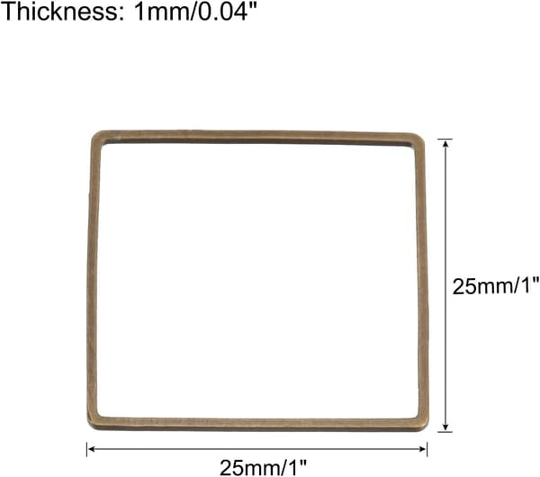 Firkantet perle-bøjleled 1\" 1\" 1"x1" Bronze