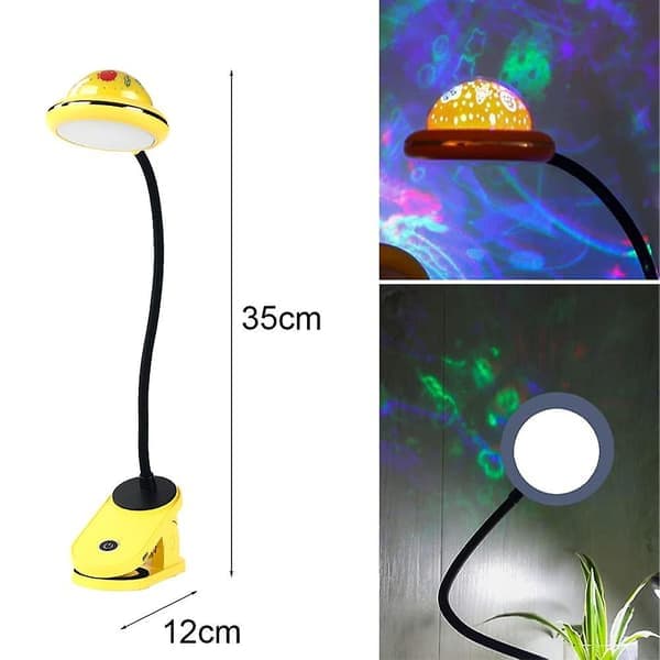 USB Rechargeable LED Star Projection Reading Lamp Star Clip Night Light Projector Lamp Gooseneck Night Light 360 Touch Dimmable
