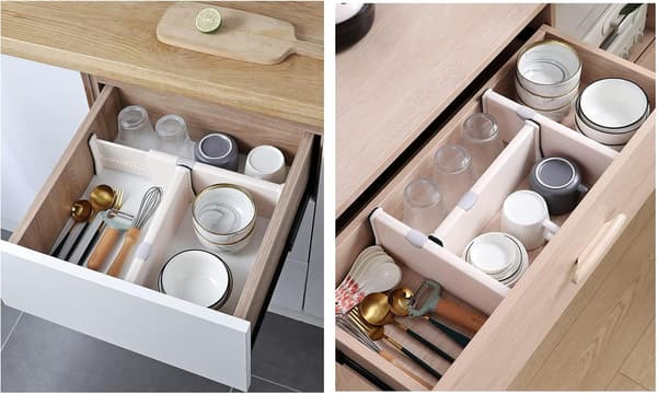 4-pack - Adjustable Drawer Organizer - Upgraded White 4-pack (27.8 - 43.5 cm)