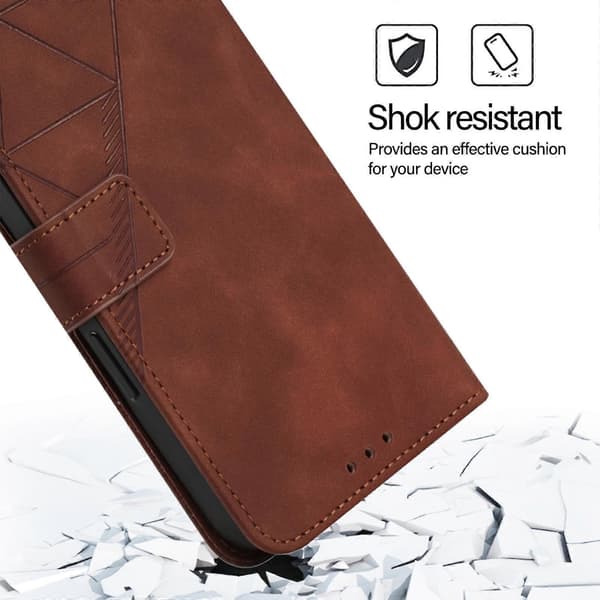 {hw} Crossbody 3D Embossed Flip Leather Phone Case Brown