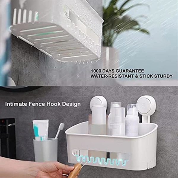 Shower Suction Cup Shelf Basket, One-Second Installation, Removable Powerful Organizer for Bathroom