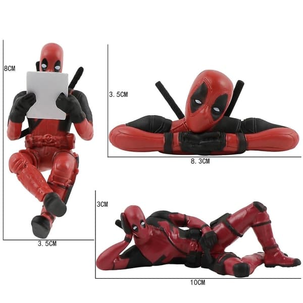 3-pack Deadpool Figurer, Modellfigurer, Bordsdekoration, Hyllprydnad, Presenter