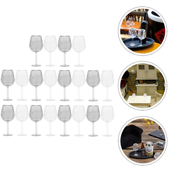 20 kpl Miniatyyrimaljat Koristeet Pienet Samppanjalasit Nuken Talo Cocktail-Lasit Sekalaiset Värit 2x1cm Assorted Color 2x1cm