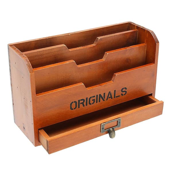 Træbrevholder Vintage Holder Post Mail Papir Kort Organizer til Hjemmekontor
