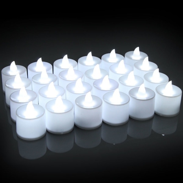 24 pakke flammeløse led fyrfadslys stearinlys - konstant køligt hvidt batteridrevet elektronisk falske stearinlys - dekorationer (hvide)