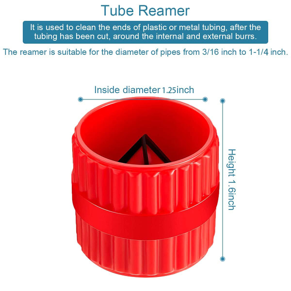 2 Pieces Red Inner-Outer Reamer Pipe and Tube Deburring Reamer Tubing Chamfer Tool for PVC/PPR/Copper(3/16-inch to 1-1/4-inch)