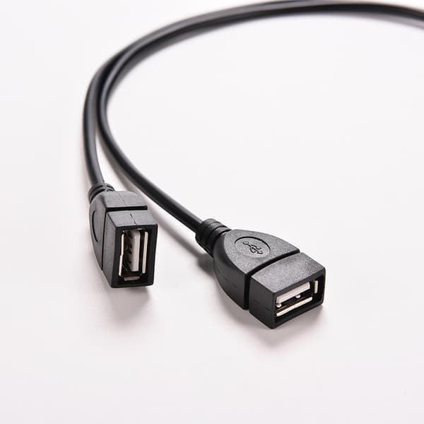 USB 2.0 A hann til 2 doble USB hunn Y-splitterhubb strøm C svart 1 stk