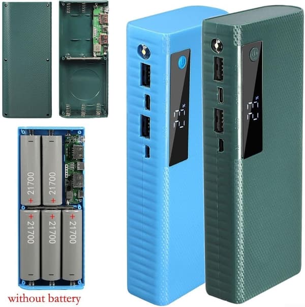 Powerbankfodral USB-port 2 1A utgång som stöder 5 X ström med 5V platt för hållarmontering (svart)
