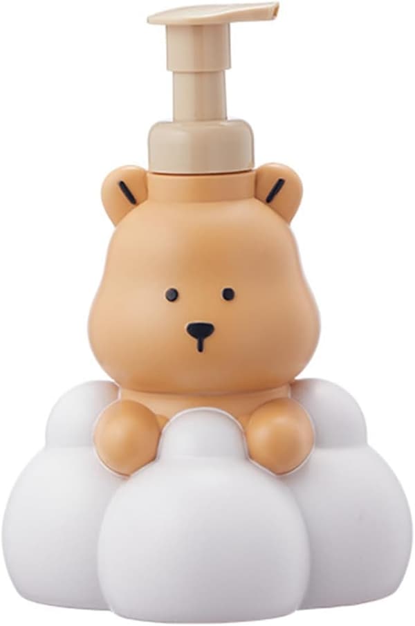 Refillable Foaming Hand Soap and Shampoo Dispenser with Cartoon Bear Design, 250ml