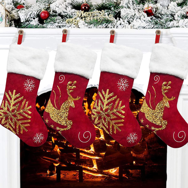 Julstrumpa Presentpåse Elk Flanell Broderad Julstrumpa Julgåva Julhänge #1 #1