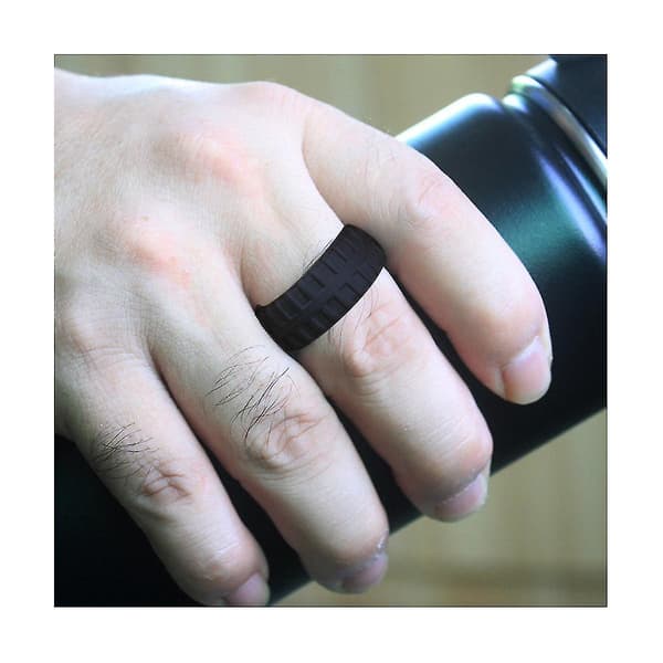9,0 mm Popular for Women Silicone Cool Rings Rectangular Silicone Wedding Ring Eco-friendly Tire Sport Ring 9