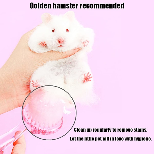 2 stk Hamsterbørste og Kam, passer Marsvin, Fræser, Rotter, Chinchilla, Kanin - Rosa