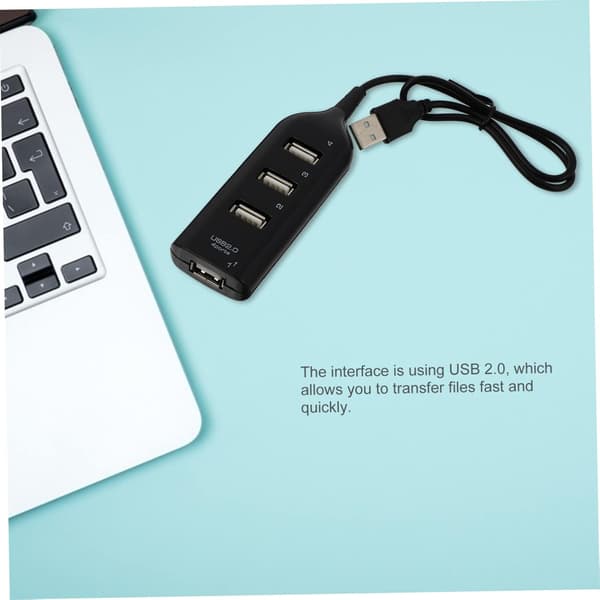 USB-hub 4-ports USB-forlænger til computere, bærbare computere, tablets, kompakt, let USB 2.0-udvider