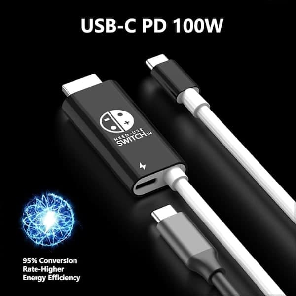 USB C til HDMI-kabel 3 i 1 til Nintendo Switch OLED, 4K HDMI med 100W PD opladningskabel til TV Laptop PC 2m-FS-