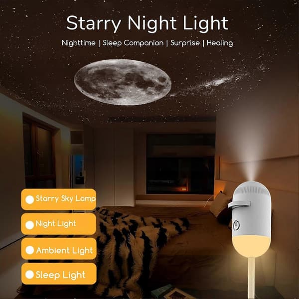 [RM]2-in-1 Star Projector Night Light with Touch Control Adjustable Brightness USB Portable Starry Sky A