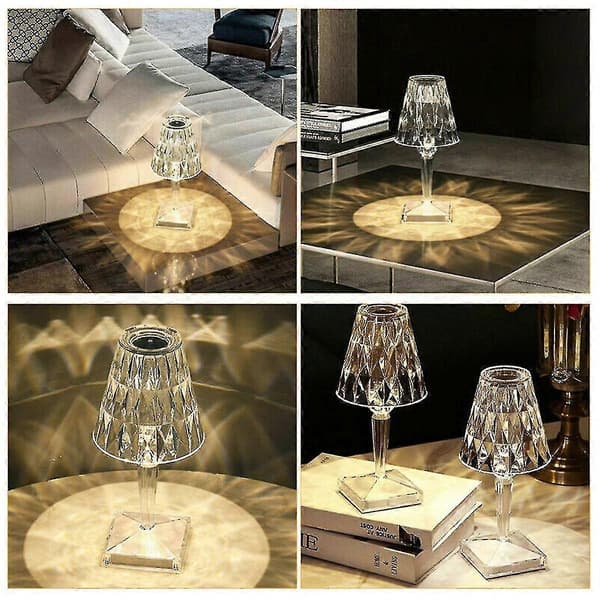 16 Color Diamond Table Lamp Crystal LED Bar Table Lamp Rechargeable Touch Sensor Dimmable Bedside Lamp Fo