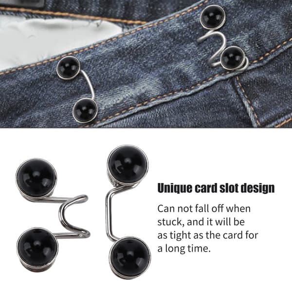 Practical Reusable Button Pins - 16 Pcs, Sturdy and Durable, Detachable Card Slot Design, Small Black Pearl