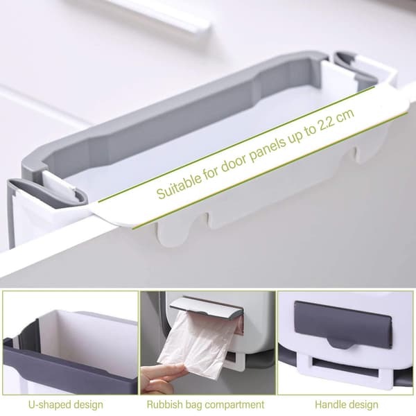 Wall Mounted Foldable Trash Can - 10L Hanging Waste Bin Wall M
