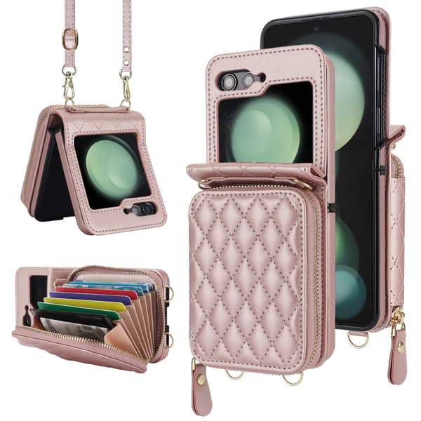Elegant Kortmappe Sammenleggbart Etui for Moto Razr 40 - Rosegull