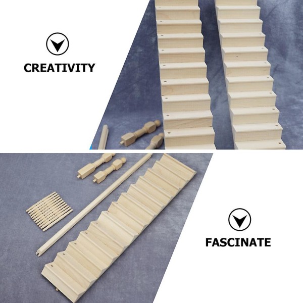 1 Set Söt Docktrappa Slitstark Leksak för Barn Dekorativ Trappmodell Barntillbehör Khaki 23.5X6.8CM