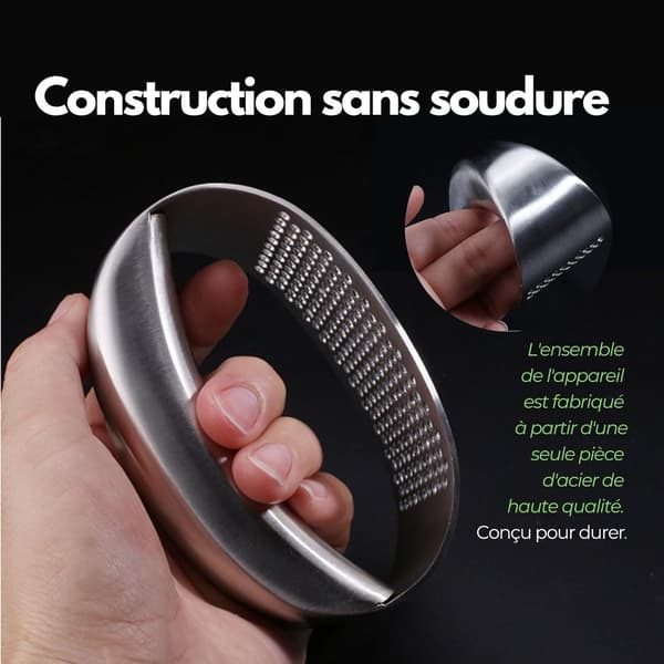 Garlic Press 18/10 Stainless Steel with Solid Rocker Function, Manual Stainless Steel Chopper, Innovative Circular Garlic Crusher with Wheel