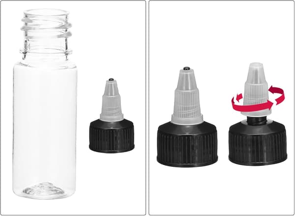 12 st 0,5 oz / 15 ml klämflaskor, genomskinliga doseringsflaskor med vridlock, plastflaskor för ketchup, senap 0,5 oz (15 ml) Black M8