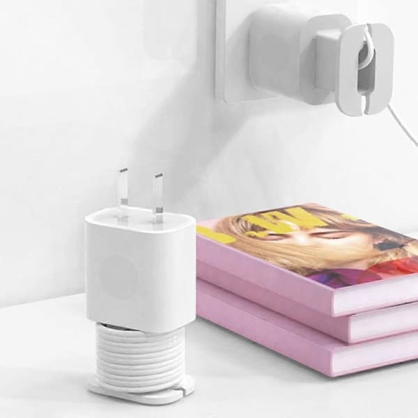 Silicone Charging Protector - Comfortable, Lightweight, and Portable for iPhone 12 Charger Transparent White Transparent White
