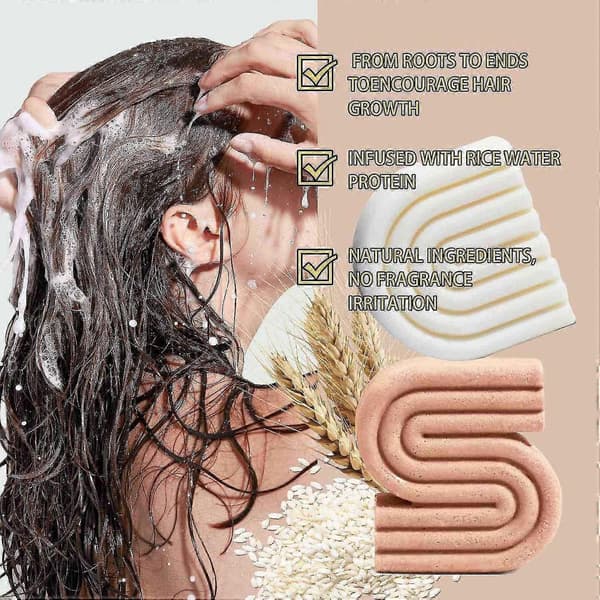 Rosmarin/Ris & Biotin Shampoo- og Balsambar Sæt til Tyndere Hår - Volumen Shampoo Bar & Balsam
