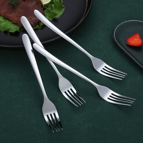 Middagsgafflar 6 delar, rostfritt stål 21,5 cm bordsgafflar bestickset, silverbestickset, diskmaskinssäkra - silver