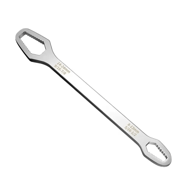 Multifunktionell Dubbeländad Universalnyckel 8mm till 22mm Lat Nyckel Reparationsverktyg Krom Vanadium Stål Justerbar Nyckel Silver