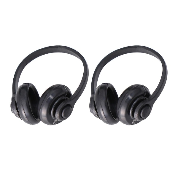 2 st Mini Dockor Hörlurar Dator Mini Headset Mini Prydnad Hörlurar Plast Miniatyrer Svart Black