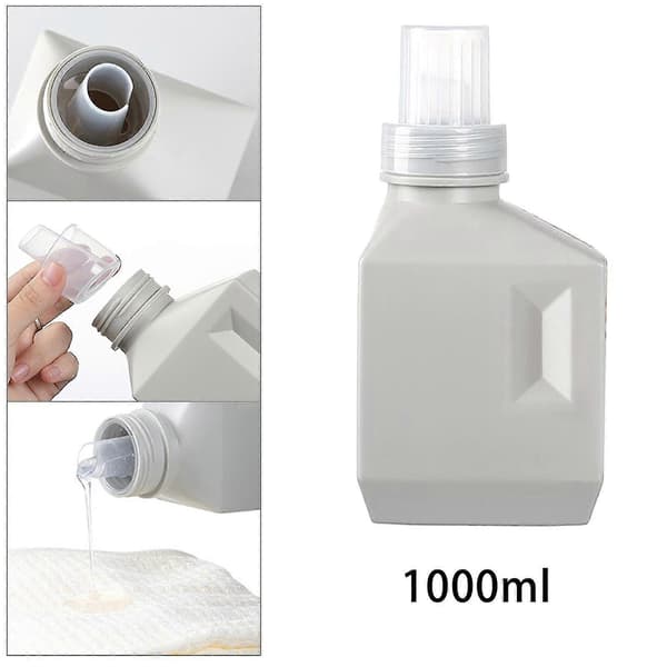 Vaskemiddelflaske med etikett, stor kapasitet for vaskemiddel, hjemmebruk, grå, 1000 ml