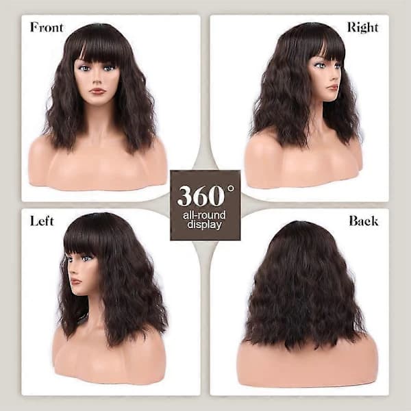 Short Bob Wig with Bangs and Waves Cosplay Wig for Women