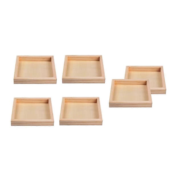 Träbrickor Set om 6 st Beige Rektangulära Brickor Designade för Pusselmontering och Organisation