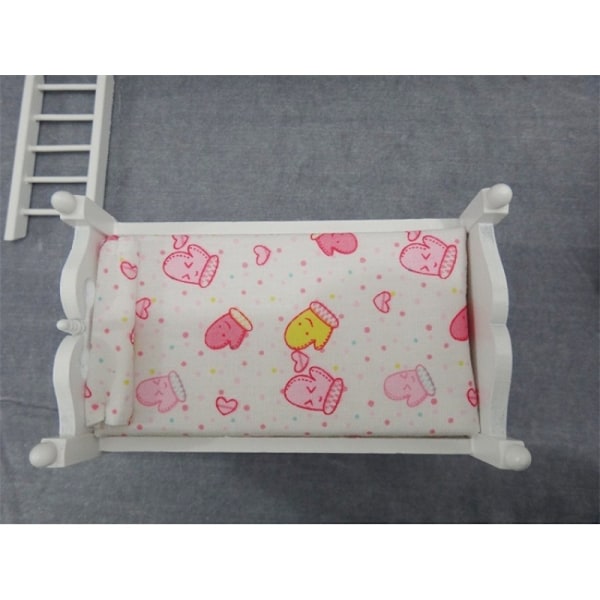 Vit spjälsäng för babydocka, trädocka sängar säng kombinerar sömlöst funktionalitet med estetik（13,7* 8,1* 12 cm）