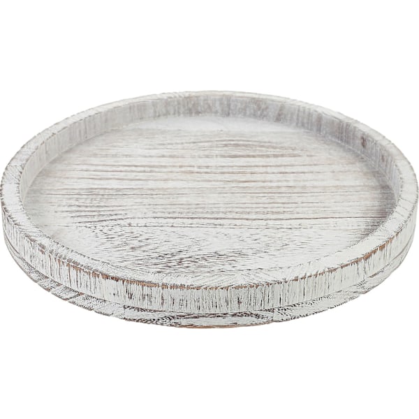 Rund trebrett med lysplate, brett i landlig stil, rustikt trebrett