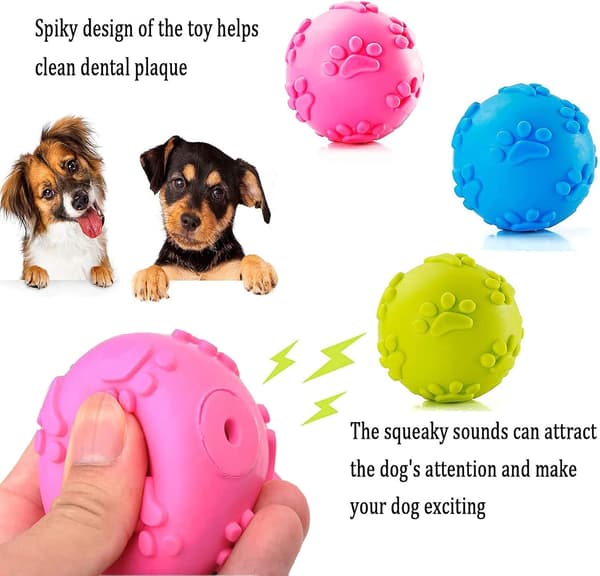 Hundelegetøjsbolde, lydlegetøjsbolde, hundelegetøjsbold til at tygge på, hvalpemolarrensebold, til små og mellemstore hunde (6 cm)