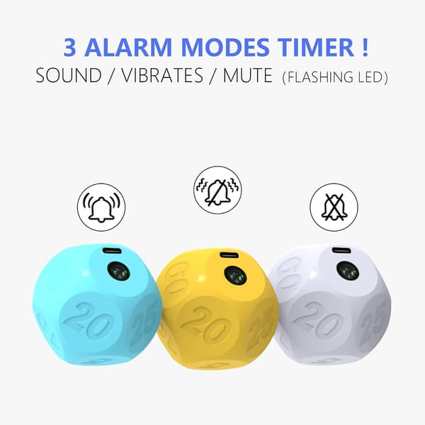 Rechargeable Kitchen Timer with Presets | 1-3-5-10-15-20-30-45-60-90 Minute Countdown for Cooking, Baking, Class, Exercise (Yellow) yellow