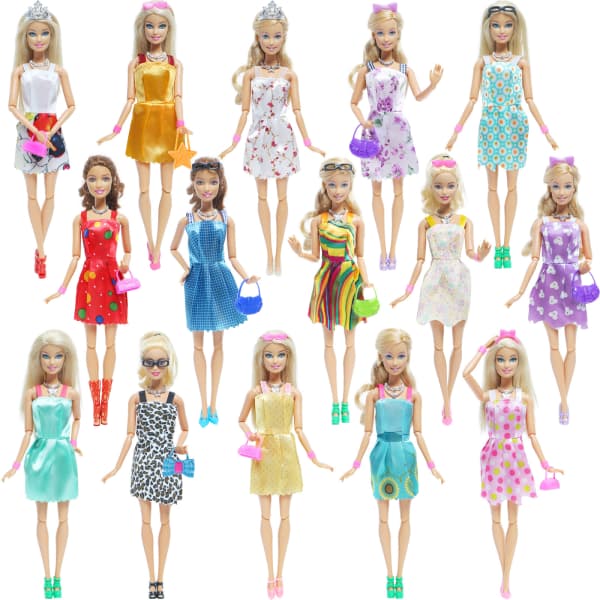 42-delt sæt Barbie Tøj Sko Briller Glitrende legetøj