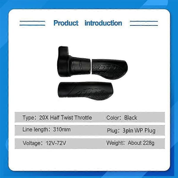 20x Half-Twist Throttle with Speed Control Twist Buckle Lithium Conversion Electric Bicycle Throttle Handle Waterproof Connector [Db]