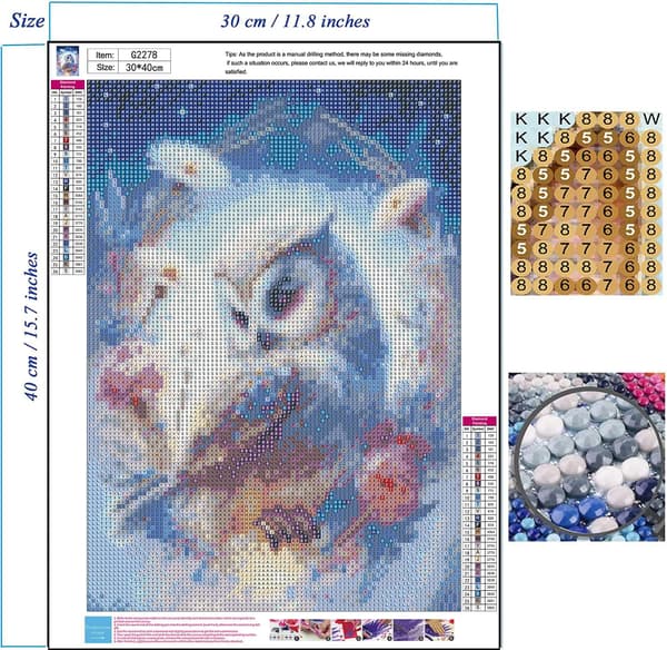 Pöllöt 30x40 cm Timanttimaalaus aikuisille, DIY 5D Kukat Dia(f2)