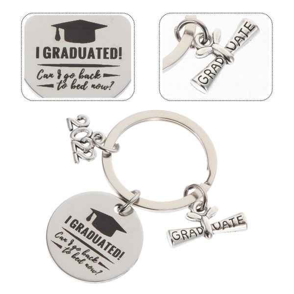 Nøglering til bil Grad Fest Tilbehør Graduation Charms Metal Graduation Nøglering Graduation Fest Gave Silver 2.5CM