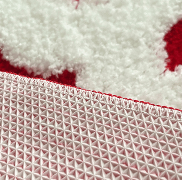 Red Bathroom Mat - Non-Slip Apple Shaped Mat, Washable Microfiber