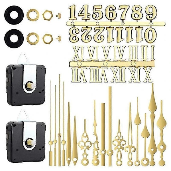 Silent Clock Mechanism Quartz Movement Machine Wall Pointer Set for Clock Replacement Black Gold