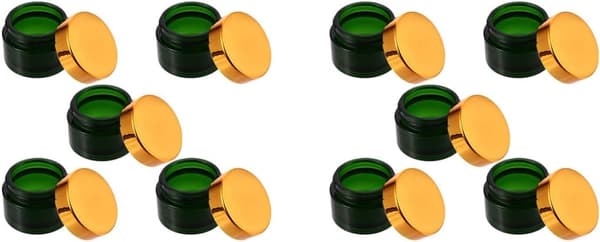 10 st 30g gröna kosmetiska förvaringsburkar i glas Ansiktskräm underbehållare Bärbara påfyllningsbara sminkflaskor för resor och daglig användning
