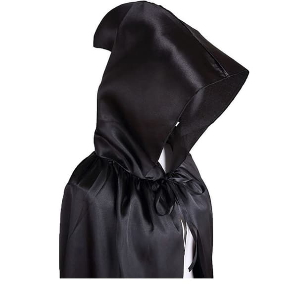 Halloween-kappe til voksne og børn, satin dødskappe, troldmand djævelkappe, sort S