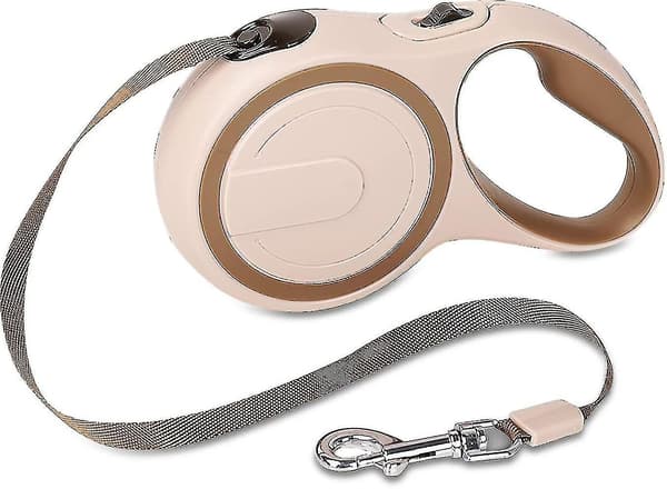 Retractable Dog Leash, One-Button Brake And Lock, Tangle-Free 360 Extendable Leash With High-Density Nylon Braided Strap (M, Brown)