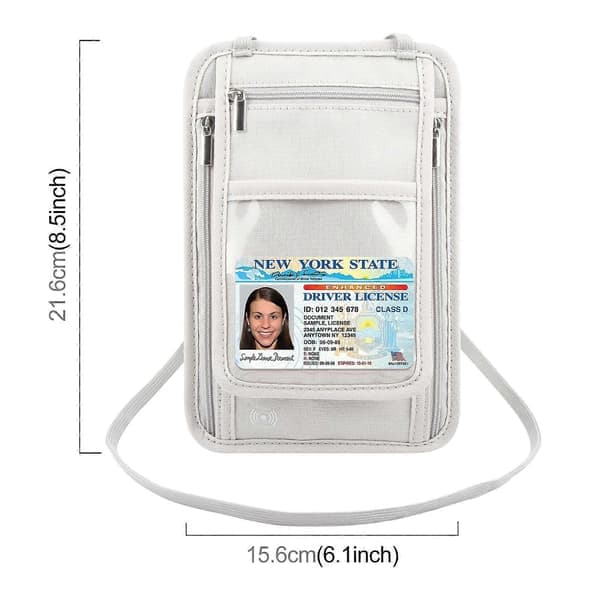 HAWEEL Neck Passport Wallet Bag Document Organizer Credit Card Holder Case (LGL) Grey Grey
